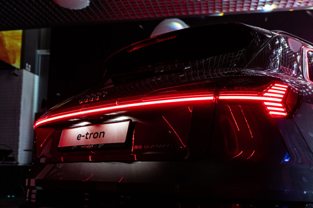 Audi E-tron at night
